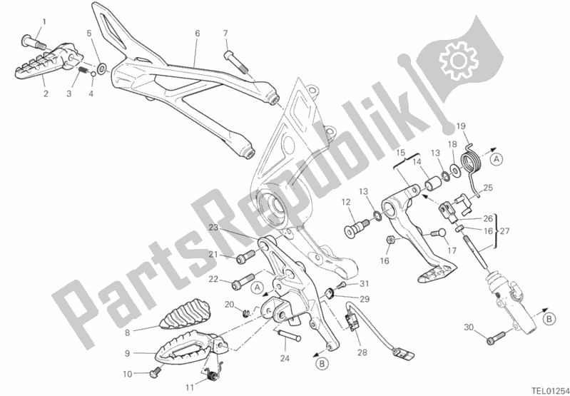 Toutes les pièces pour le Repose-pieds Droit du Ducati Diavel 1260 S Thailand 2020